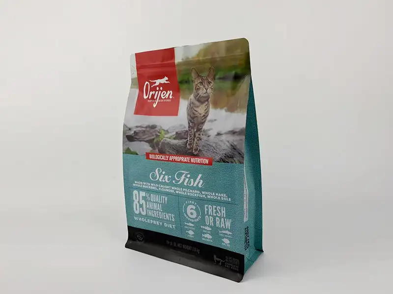 Piste de boîte de matériaux mono de 1,8 kg personnalisée pour la pochette à fond plat alimentaire des aliments pour chats